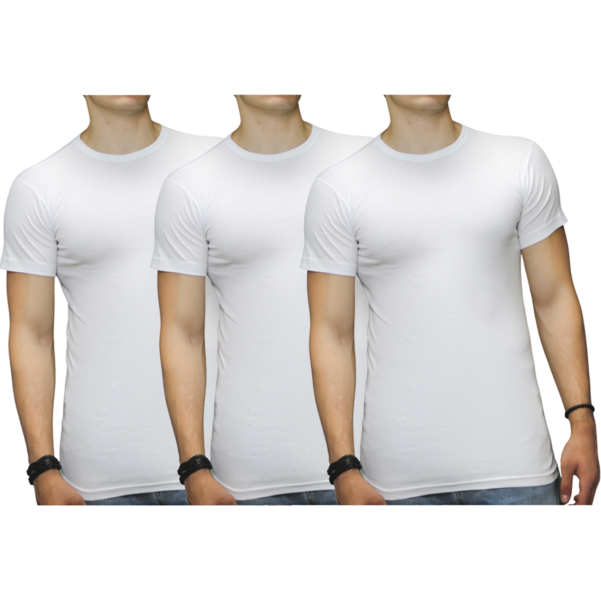 3 stuks Bonanza Extra lang T-shirt - O hals - 100% katoen - Wit