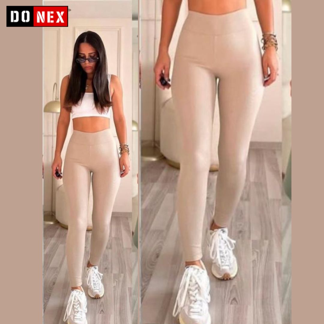 Donex® - Moderne legging dames high waist - Sportbroek dames - Thermolegging - Beige