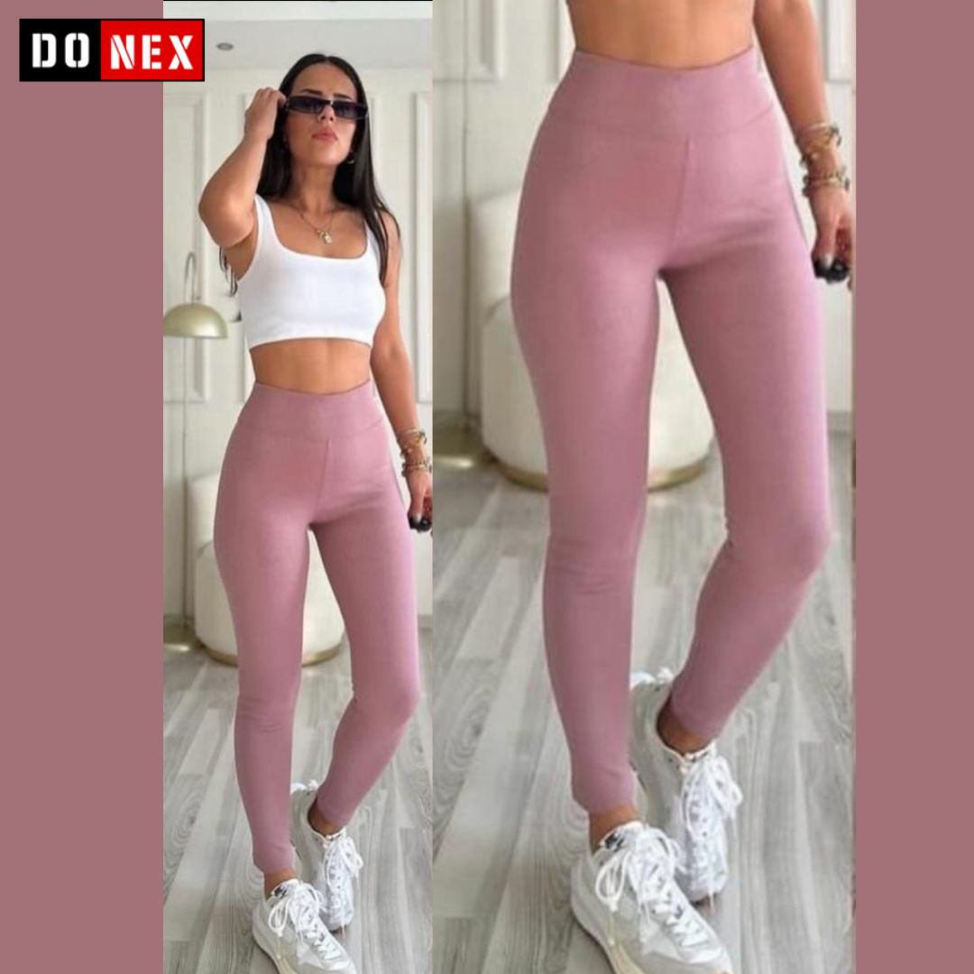Donex® - Moderne legging dames high waist - Sportbroek dames - Thermolegging - Warmroze