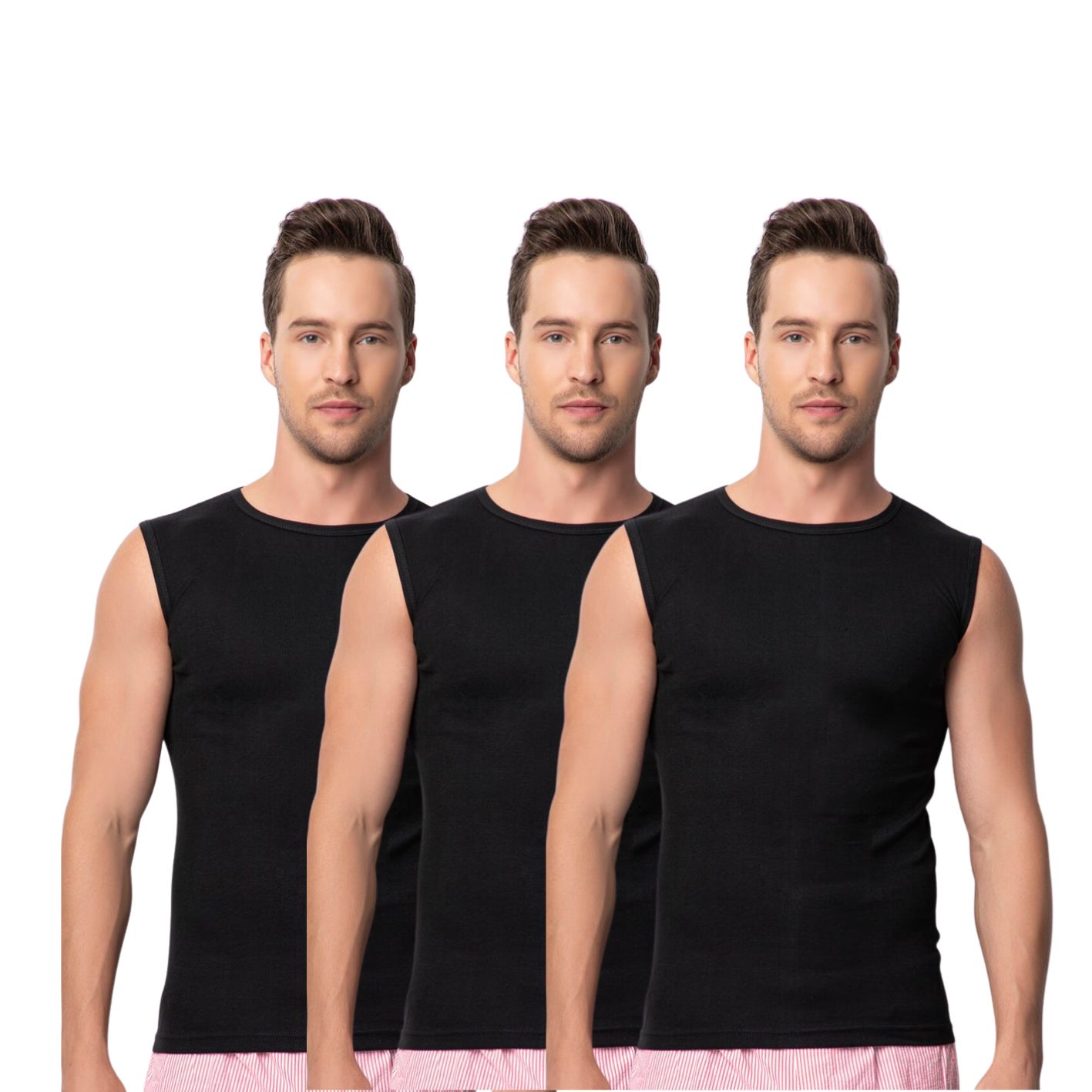 3 Stuks DONEX mouwloos shirt - O hals - Zwart
