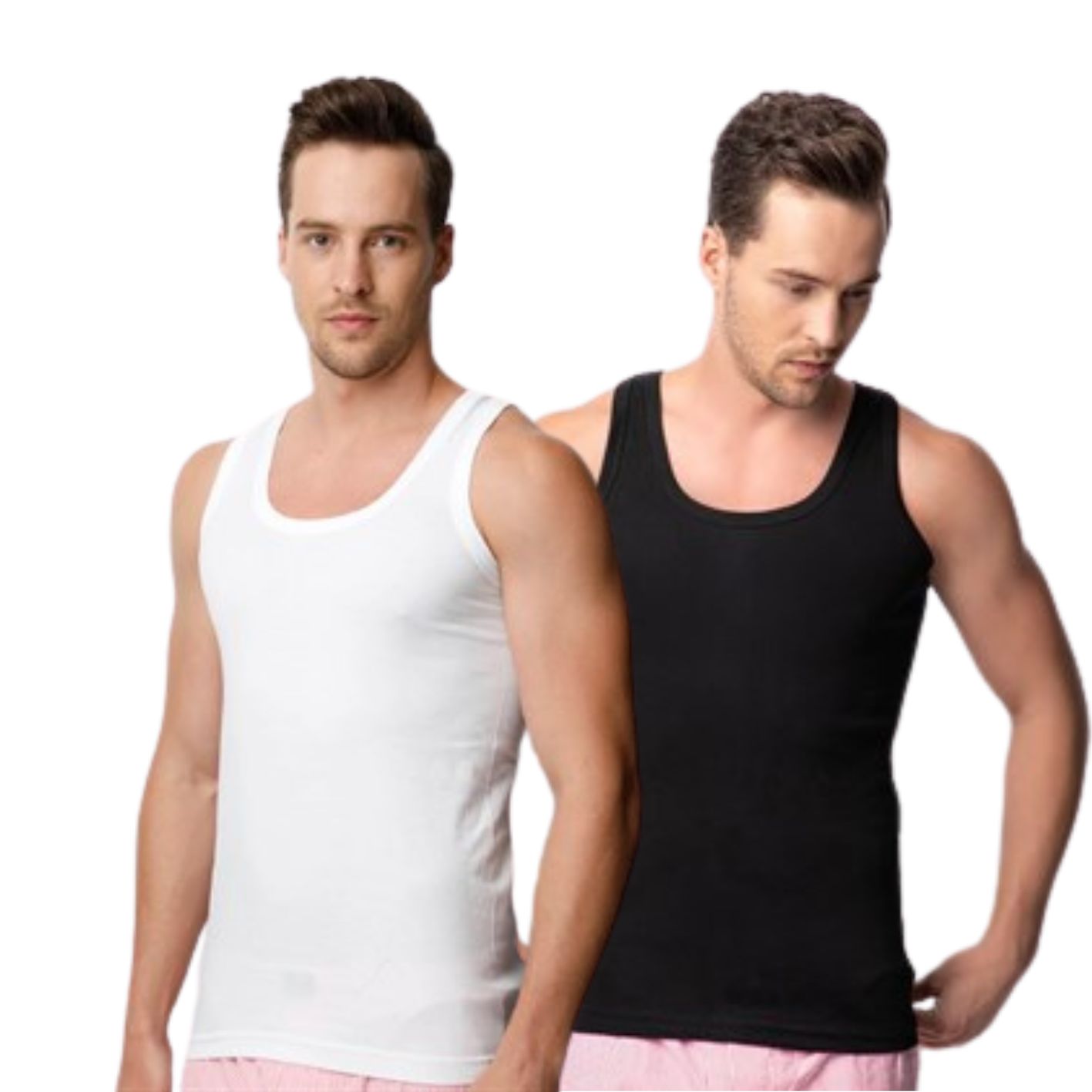 2 Stuks herenhemd - 100% katoen - Regular - Wit & Zwart