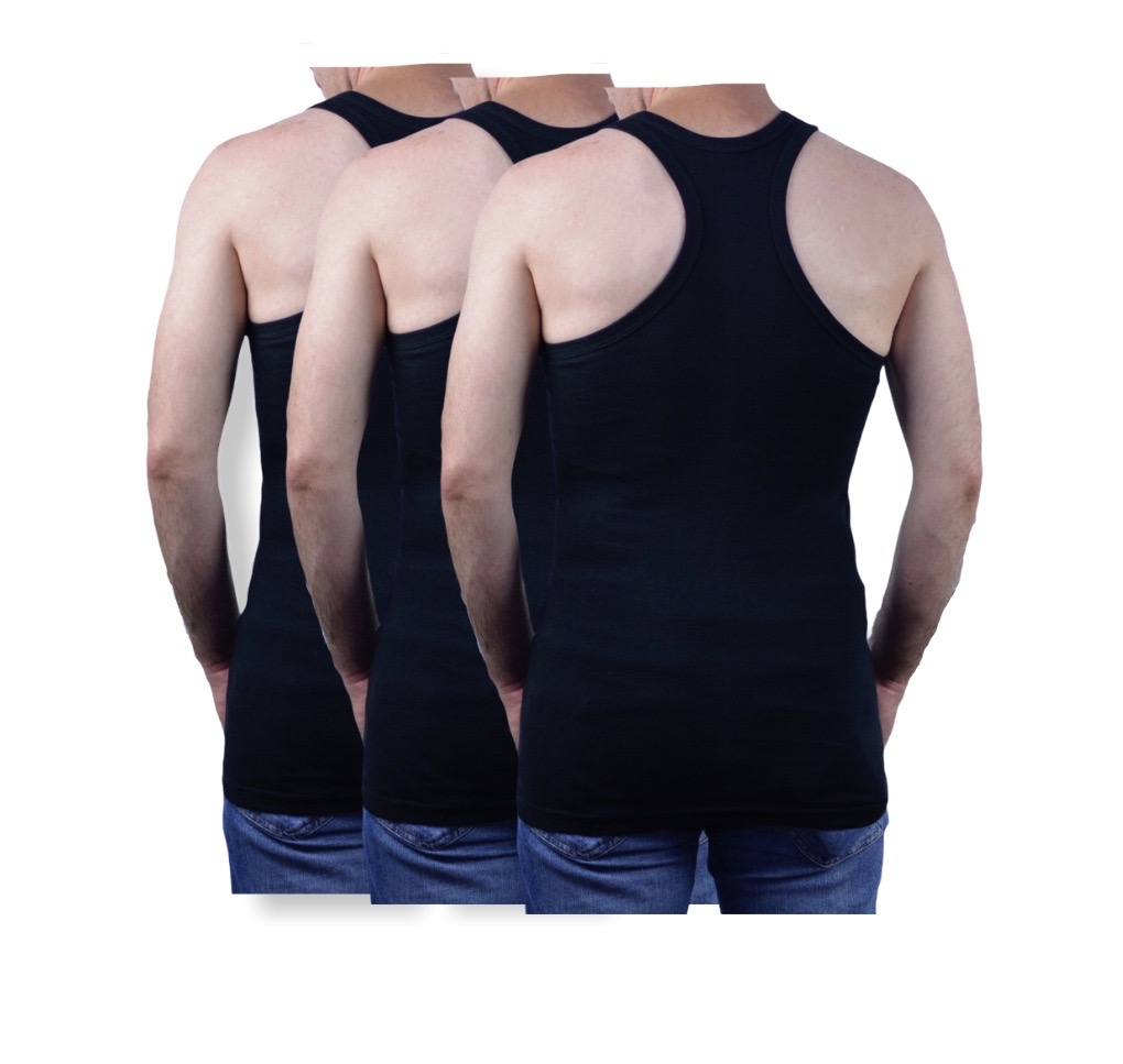 3 stuks heren Halterhemd - Zwart - 100% katoen