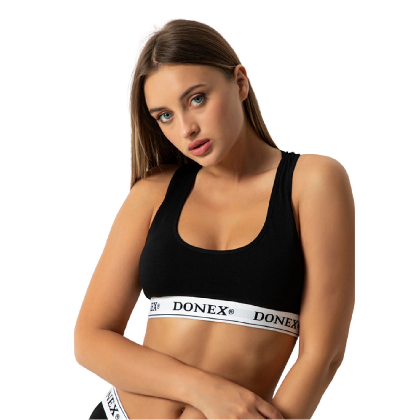 Dames sportset - Sportbeha + sportstring - DONEX® - Katoen -  Zwart