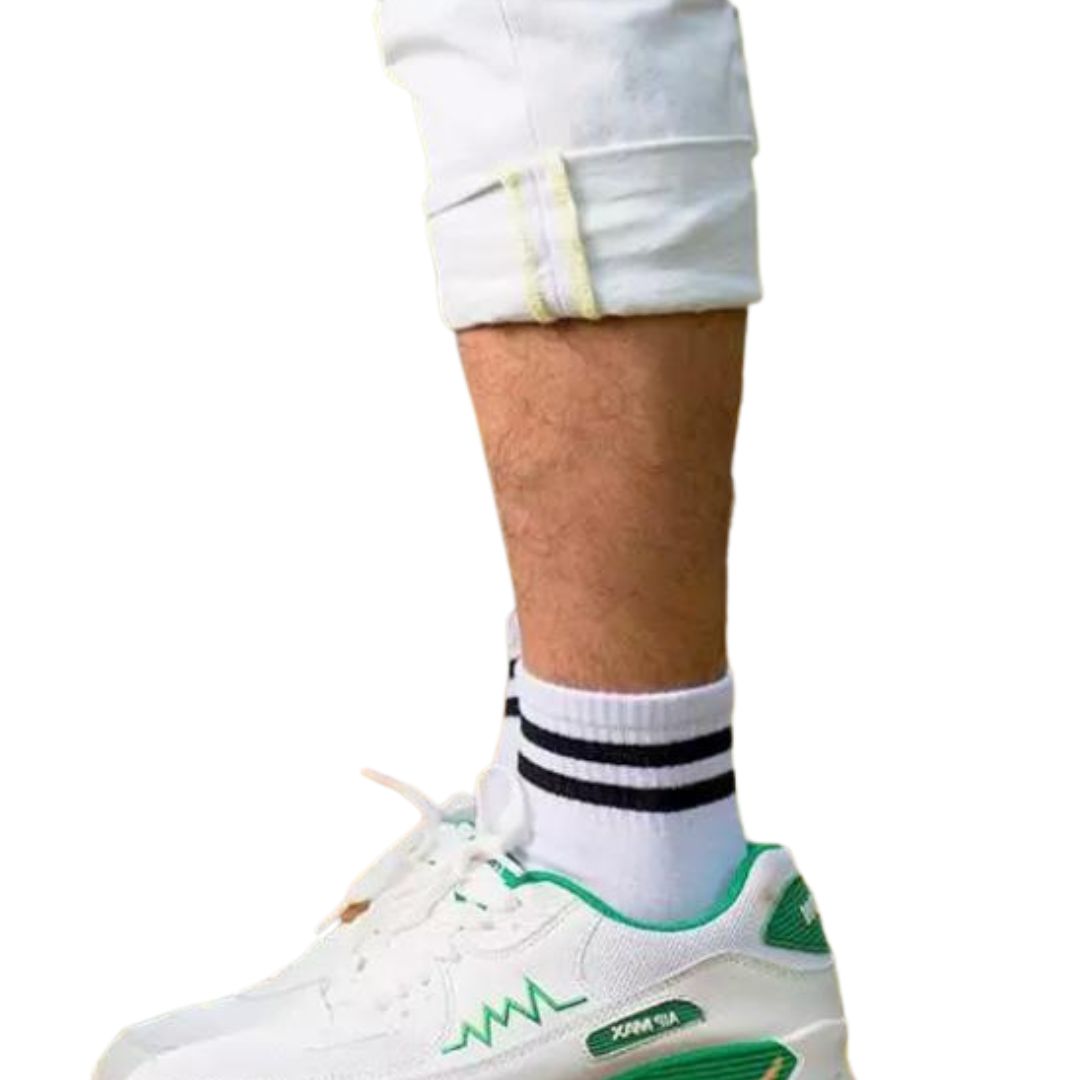 6 paar Quarter sneakersokken - Donex - Wit -Zwart strepen
