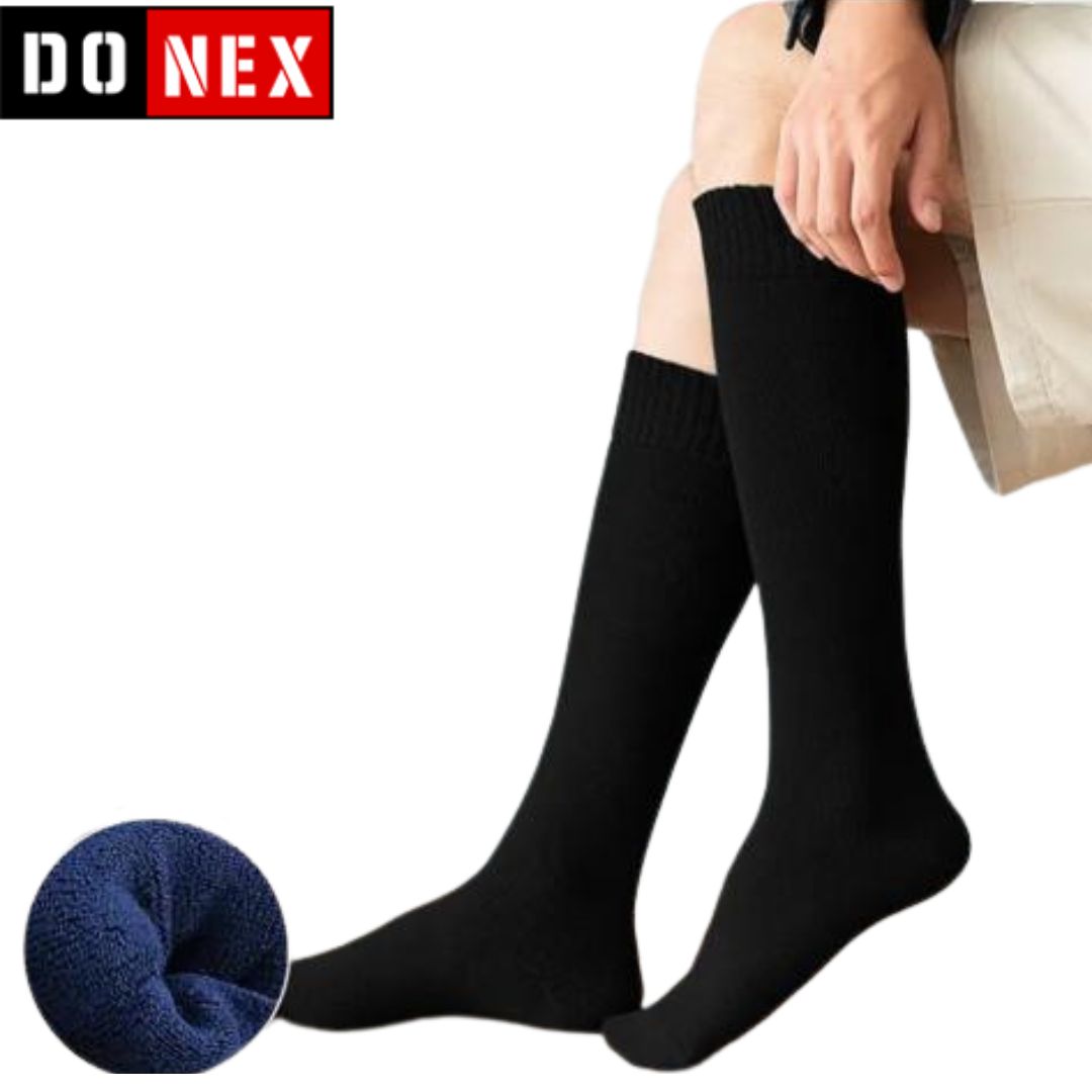 4 Paar DONEX® Thermo heren kniekousen - Katoen - Zwart
