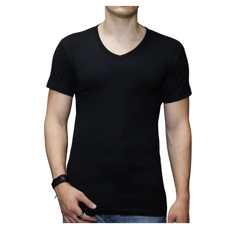 6 stuks Bonanza Extra lang T-shirt - V hals - 100% katoen - Zwart