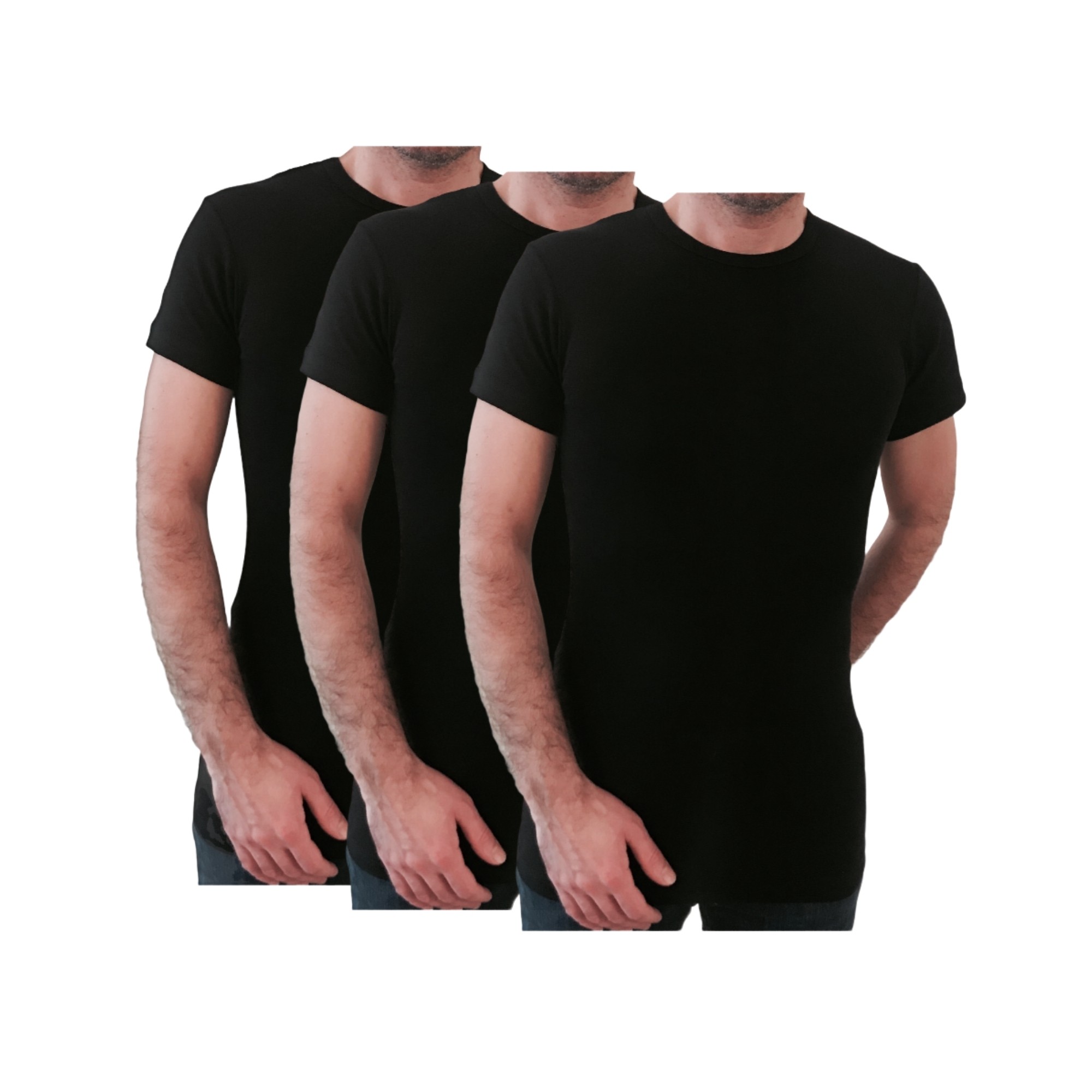 6 stuks Bonanza Extra lang T-shirt - ronde hals - 100% katoen - Zwart