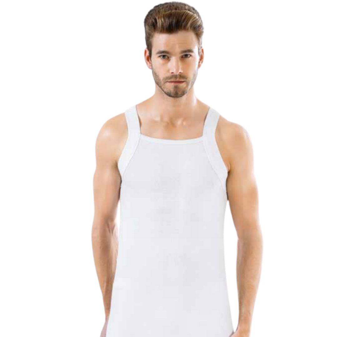 3 Pack Modieuse heren onderhemd- 100% katoen- Wit