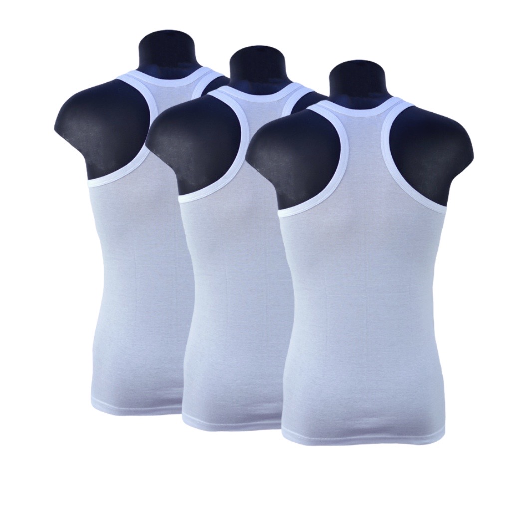3 Stuks heren halterhemd - Wit - 100% katoen