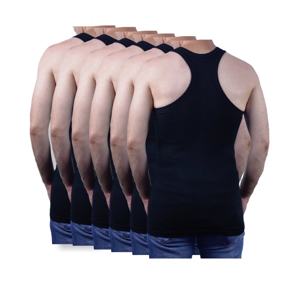 6 stuks Heren Halterhemd -  Zwart - 100% katoen