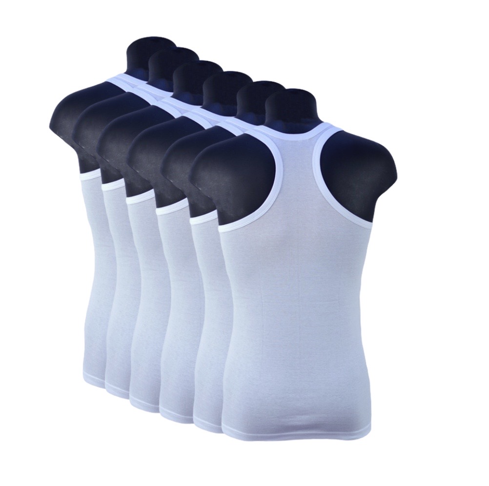 6 stuks heren Halterhemd - Wit - 100% katoen