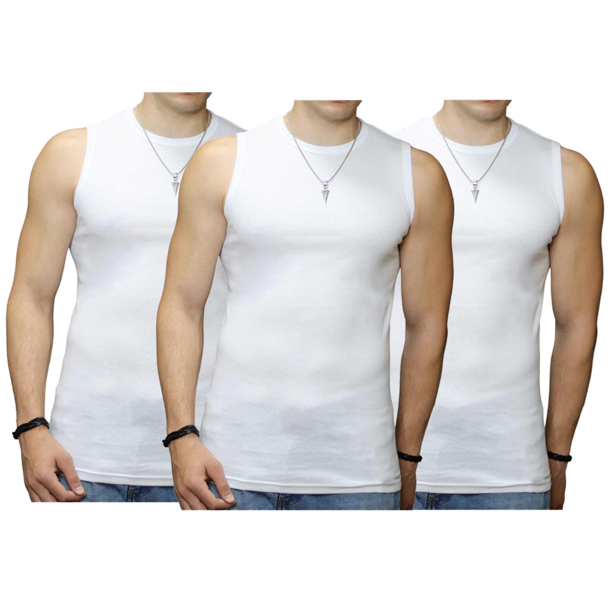 3 stuks Bonanza mouwloos shirt - 100% Katoen - O hals - Wit