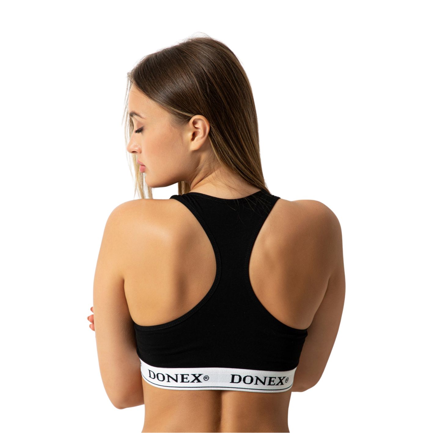 Dames sportset - Sportbeha + sportstring - DONEX® - Katoen -  Zwart