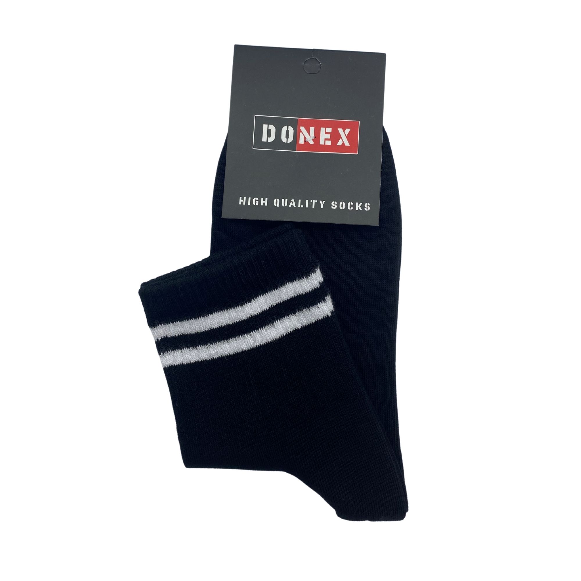 6 paar Quarter dames sneakersokken - Donex - Naadloos - Zwat -Witte strepen