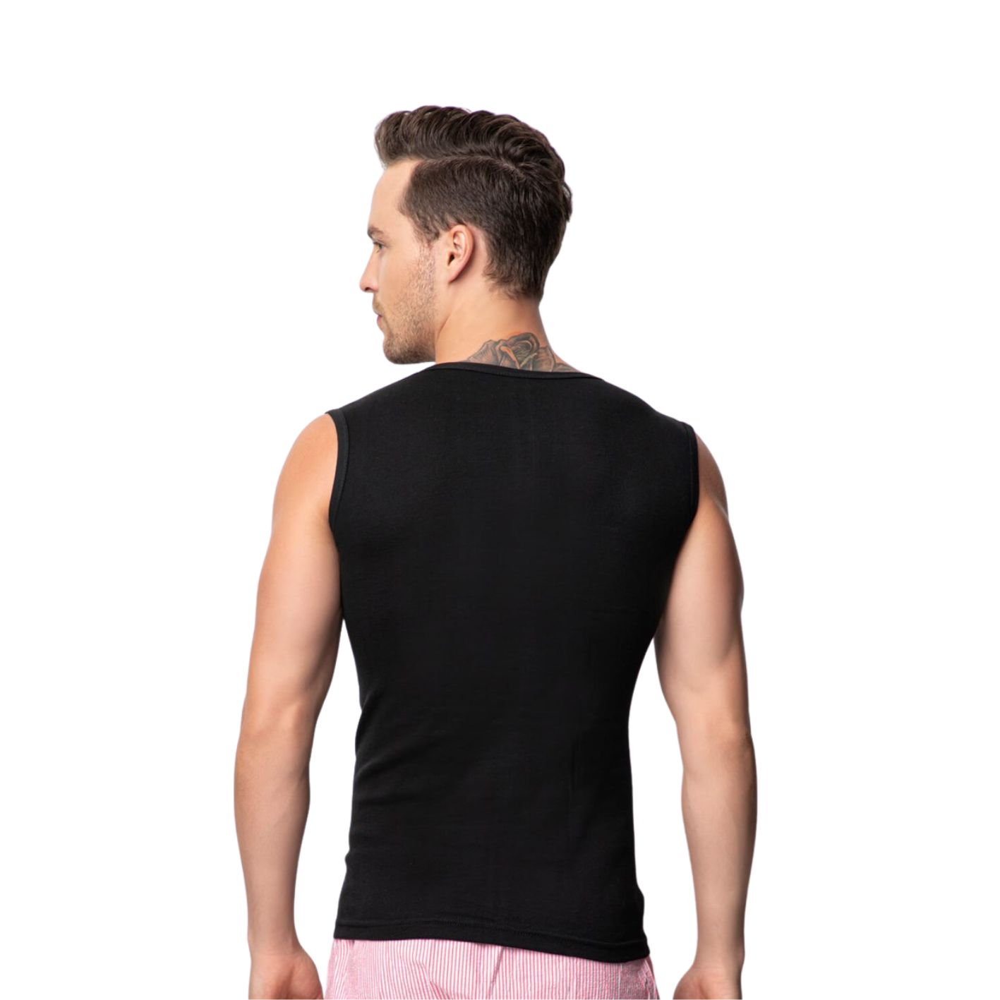 6 stuks Heren shirts mouwloos - Ronde hals - Zwart