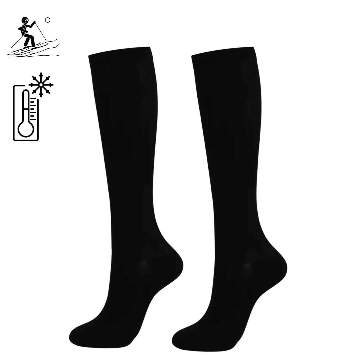 4 Paar DONEX® Thermo heren kniekousen - Katoen - Zwart