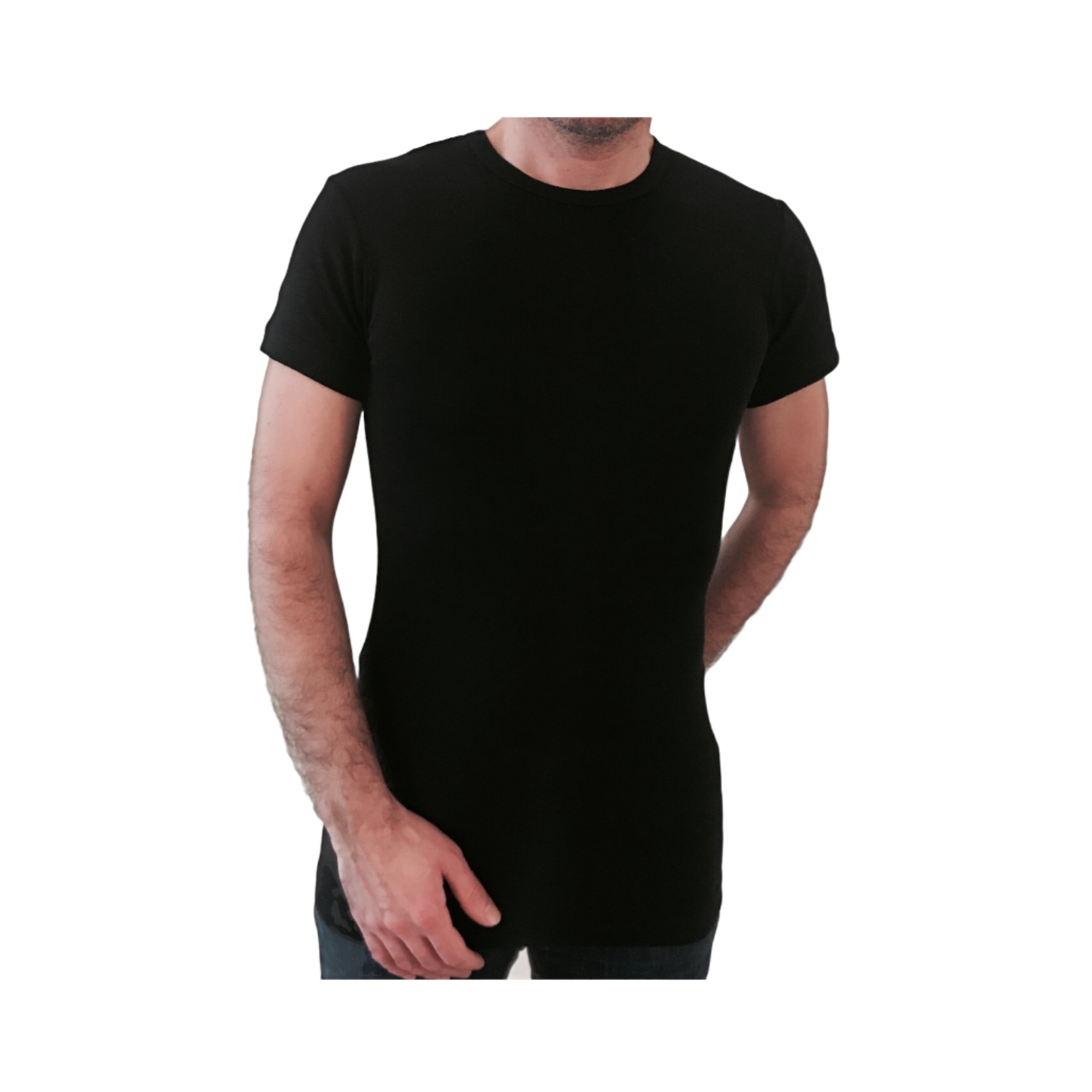 6 stuks Bonanza Extra lang T-shirt - ronde hals - 100% katoen - Zwart