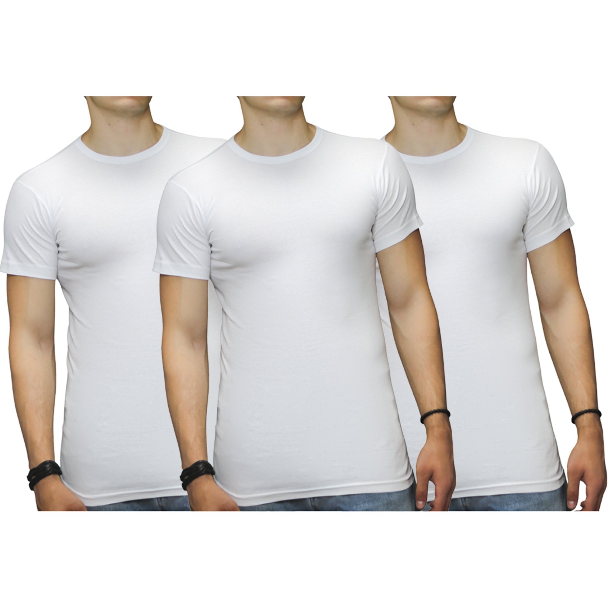 6 stuks Bonanza extra lang T-shirt - O hals - 100% katoen - Wit